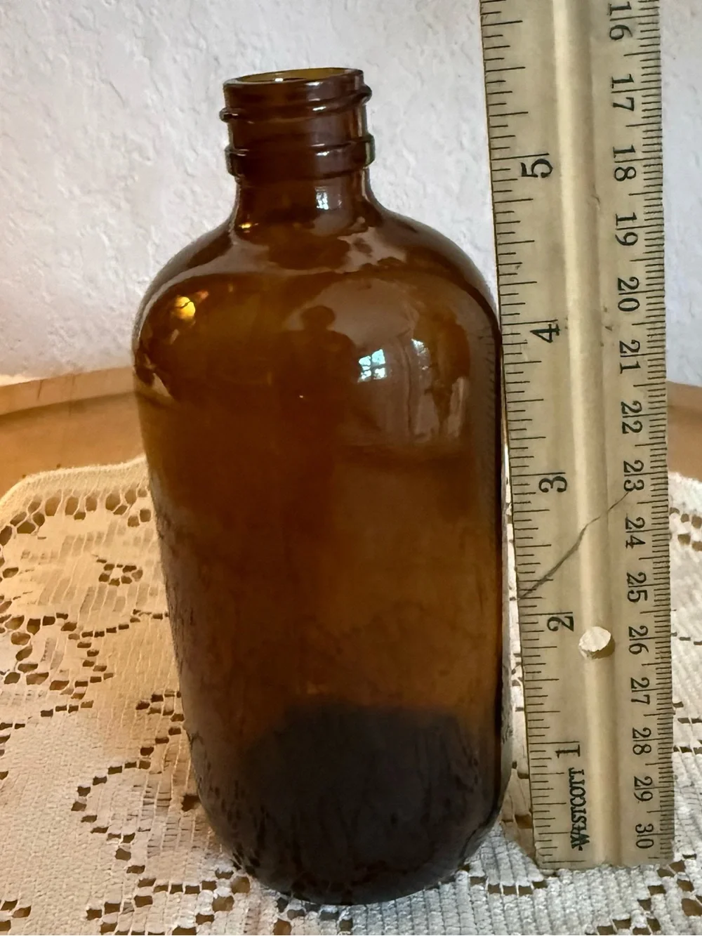 Vintage Amber Glass Bottle Miniature Vase